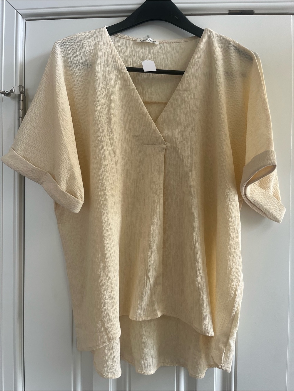 Light Cream V-Neck Women’s Blouse Brand New Size Small and Medium